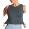 image:imageTHE GYM PEOPLE Womens Workout Crop Tops Yoga Athletic Sleeveless Shirts  Crop Tank Tops Sleeveless Wide Elastic Straps Crewneck Breathable Soft Ideal for Yoga Running Workout or CasualCharcoal Grey