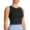 image:imageTHE GYM PEOPLE Womens Workout Crop Tops Yoga Athletic Sleeveless Shirts  Crop Tank Tops Sleeveless Wide Elastic Straps Crewneck Breathable Soft Ideal for Yoga Running Workout or CasualBlack
