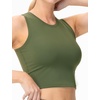 image:imageTHE GYM PEOPLE Womens Workout Crop Tops Yoga Athletic Sleeveless Shirts  Crop Tank Tops Sleeveless Wide Elastic Straps Crewneck Breathable Soft Ideal for Yoga Running Workout or CasualOlive Green