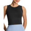 image:imageTHE GYM PEOPLE Womens Workout Crop Tops Yoga Athletic Sleeveless Shirts  Crop Tank Tops Sleeveless Wide Elastic Straps Crewneck Breathable Soft Ideal for Yoga Running Workout or CasualBlack