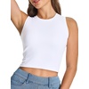 image:imageTHE GYM PEOPLE Womens Workout Crop Tops Yoga Athletic Sleeveless Shirts  Crop Tank Tops Sleeveless Wide Elastic Straps Crewneck Breathable Soft Ideal for Yoga Running Workout or CasualWhite