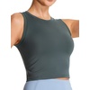 image:imageTHE GYM PEOPLE Womens Workout Crop Tops Yoga Athletic Sleeveless Shirts  Crop Tank Tops Sleeveless Wide Elastic Straps Crewneck Breathable Soft Ideal for Yoga Running Workout or CasualCharcoal Grey