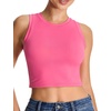 image:imageTHE GYM PEOPLE Womens Workout Crop Tops Yoga Athletic Sleeveless Shirts  Crop Tank Tops Sleeveless Wide Elastic Straps Crewneck Breathable Soft Ideal for Yoga Running Workout or CasualBright Pink