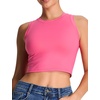 image:imageTHE GYM PEOPLE Womens Workout Crop Tops Yoga Athletic Sleeveless Shirts  Crop Tank Tops Sleeveless Wide Elastic Straps Crewneck Breathable Soft Ideal for Yoga Running Workout or CasualBright Pink