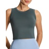 image:imageTHE GYM PEOPLE Womens Workout Crop Tops Yoga Athletic Sleeveless Shirts  Crop Tank Tops Sleeveless Wide Elastic Straps Crewneck Breathable Soft Ideal for Yoga Running Workout or CasualCharcoal Grey