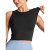 image:imageTHE GYM PEOPLE Womens Workout Crop Tops Yoga Athletic Sleeveless Shirts  Crop Tank Tops Sleeveless Wide Elastic Straps Crewneck Breathable Soft Ideal for Yoga Running Workout or CasualBlack