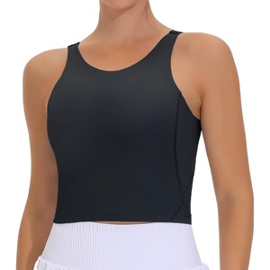 image:imageTHE GYM PEOPLE Women Sports Bra Sleeveless Padded Running Workout Tank Tops  UShaped Beauty Back Highstretch fabric Crop design Sleeveless Removable pads Ideal for workout and daily wearBlack