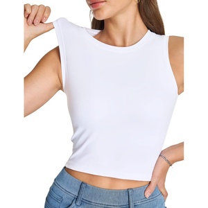 image:imageTHE GYM PEOPLE Womens Workout Crop Tops Yoga Athletic Sleeveless Shirts  Crop Tank Tops Sleeveless Wide Elastic Straps Crewneck Breathable Soft Ideal for Yoga Running Workout or CasualWhite