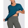 image:imageTHE GYM PEOPLE Womens Short Sleeve Loose Fit T Shirts Basic Summer Casual VNeck Breathable Workout Tee TopsDark Blue Green