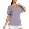 image:imageTHE GYM PEOPLE Womens Short Sleeve Loose Fit T Shirts Basic Summer Casual VNeck Breathable Workout Tee TopsGrey Purple