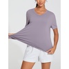 image:imageTHE GYM PEOPLE Womens Short Sleeve Loose Fit T Shirts Basic Summer Casual VNeck Breathable Workout Tee TopsGrey Purple