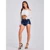 image:imageTHE GYM PEOPLE Womens Ripped Stretchy Jeans Shorts Summer Frayed Hem Denim Hot Shorts with PocketsBlack Blue