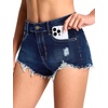 image:imageTHE GYM PEOPLE Womens Ripped Stretchy Jeans Shorts Summer Frayed Hem Denim Hot Shorts with PocketsBlack Blue
