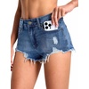 image:imageTHE GYM PEOPLE Womens Ripped Stretchy Jeans Shorts Summer Frayed Hem Denim Hot Shorts with PocketsDenim Blue