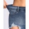 image:imageTHE GYM PEOPLE Womens Ripped Stretchy Jeans Shorts Summer Frayed Hem Denim Hot Shorts with PocketsGrey Blue