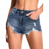 image:imageTHE GYM PEOPLE Womens Ripped Stretchy Jeans Shorts Summer Frayed Hem Denim Hot Shorts with PocketsGrey Blue