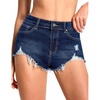 image:imageTHE GYM PEOPLE Womens Ripped Stretchy Jeans Shorts Summer Frayed Hem Denim Hot Shorts with PocketsBlack Blue
