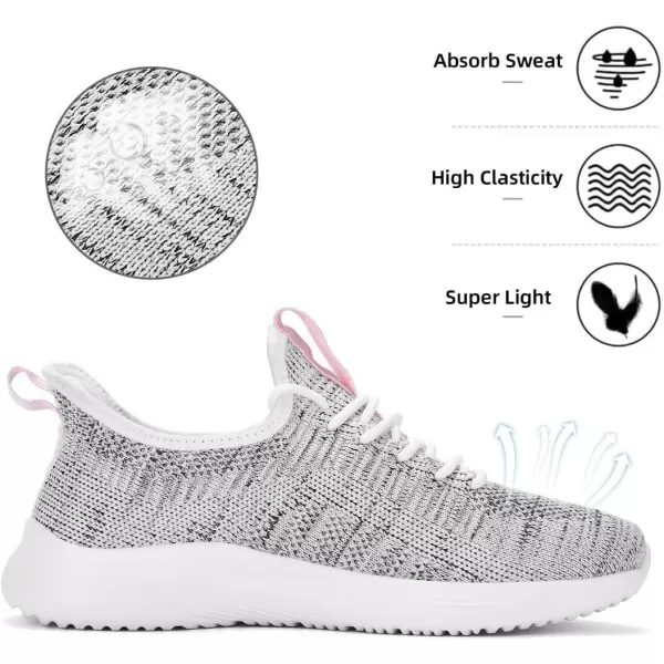 Lamincoa Womens Walking Shoes Slip On Lightweight Memory Foam Cheer Sneakers for Tennis Gym Running Workout YogaAshwhite