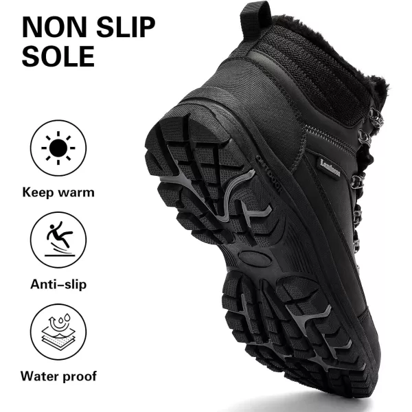 Lamincoa Mens Snow Boots Water Resistant Hiking Boots for Men Nonslip Winter Outdoor Warm Comfort Camping Backpacking ShoeBlack