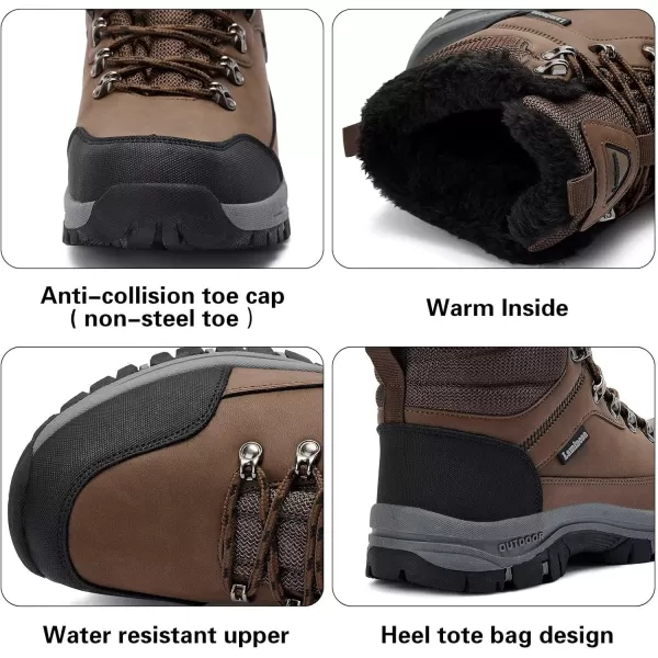 Lamincoa Mens Snow Boots Water Resistant Hiking Boots for Men Nonslip Winter Outdoor Warm Comfort Camping Backpacking ShoeBrown