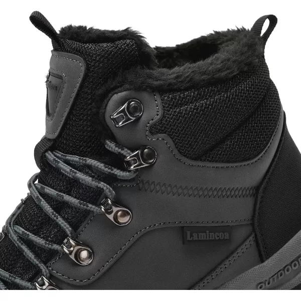 Lamincoa Mens Snow Boots Water Resistant Hiking Boots for Men Nonslip Winter Outdoor Warm Comfort Camping Backpacking ShoeGrey