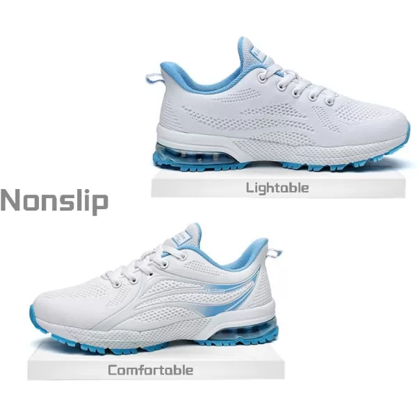 Lamincoa Womens Air Running Shoes Athletic Women Sneakers Non Slip Womens Tennis ShoesWhiteblue