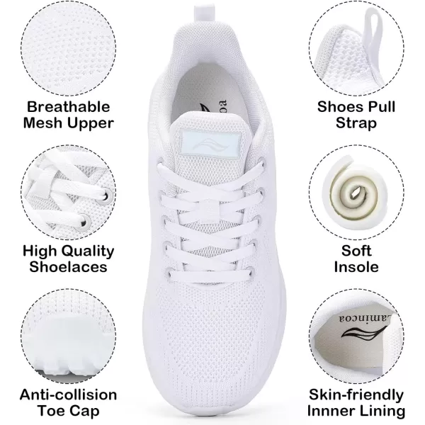 Lamincoa Womens Air Running Shoes Lightweight Women Sneakers Air Cushion Walking Tennis Shoes for WomenAll White