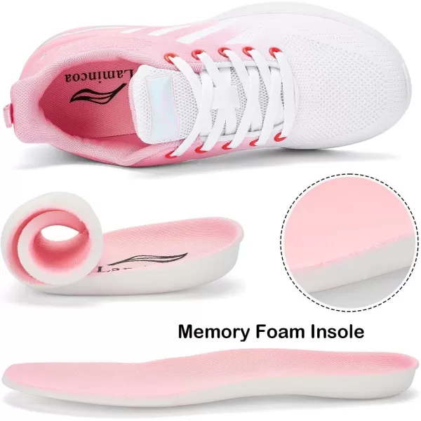 Lamincoa Womens Air Running Shoes Lightweight Women Sneakers Air Cushion Walking Tennis Shoes for WomenWhite Pink