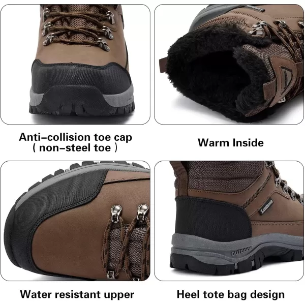 Lamincoa Mens Snow Boots Waterproof Hiking Boots for Men Nonslip Winter Outdoor Warm Comfort Camping Backpacking ShoeBrown