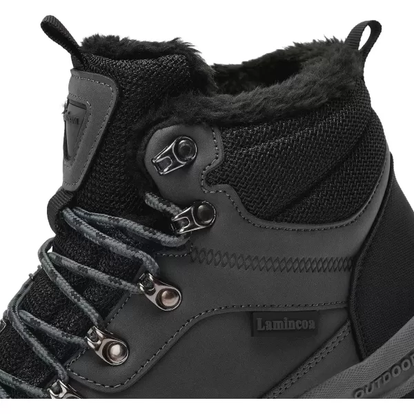 Lamincoa Mens Snow Boots Waterproof Hiking Boots for Men Nonslip Winter Outdoor Warm Comfort Camping Backpacking ShoeGrey