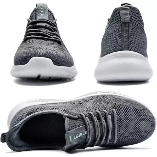 Lamincoa Mens Walking Tennis Shoes Slip On Lightweight Comfy Breathable Casual Sneakers for Running Jogging FitnessGrey