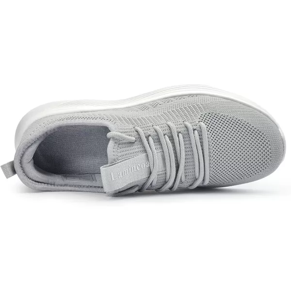 Lamincoa Mens Walking Tennis Shoes Slip On Lightweight Comfy Breathable Casual Sneakers for Running Jogging FitnessLight Grey