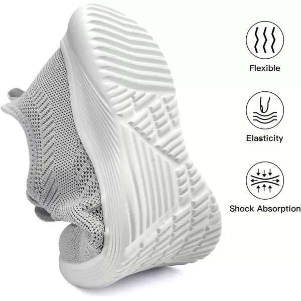 Lamincoa Mens Walking Tennis Shoes Slip On Lightweight Comfy Breathable Casual Sneakers for Running Jogging FitnessLight Grey