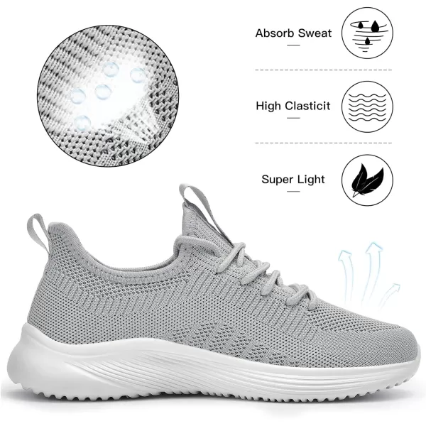 Lamincoa Mens Walking Tennis Shoes Slip On Lightweight Comfy Breathable Casual Sneakers for Running Jogging FitnessLight Grey