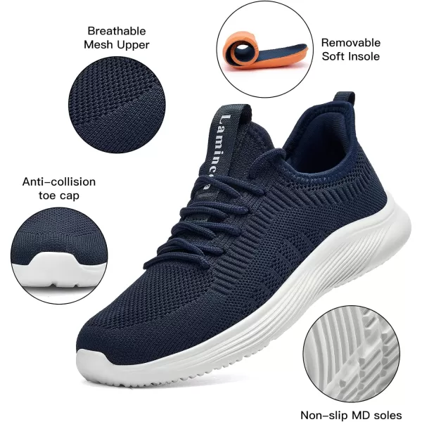 Lamincoa Mens Walking Tennis Shoes Slip On Lightweight Comfy Breathable Casual Sneakers for Running Jogging FitnessNavy Blue