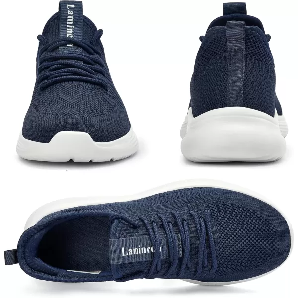 Lamincoa Mens Walking Tennis Shoes Slip On Lightweight Comfy Breathable Casual Sneakers for Running Jogging FitnessNavy Blue