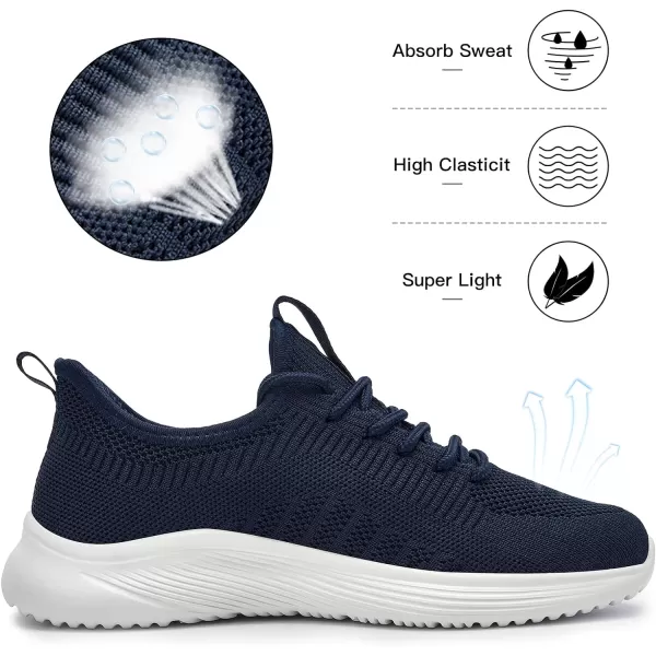 Lamincoa Mens Walking Tennis Shoes Slip On Lightweight Comfy Breathable Casual Sneakers for Running Jogging FitnessNavy Blue