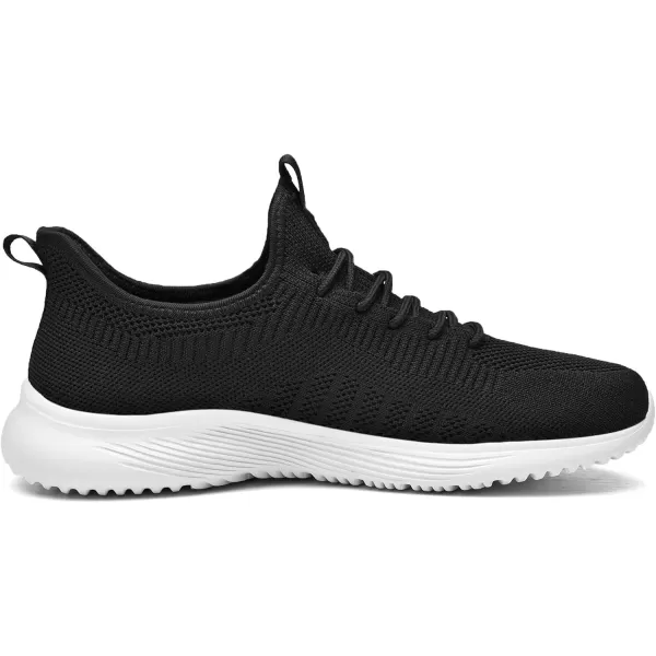 Lamincoa Wide Width Mens Tennis Shoes Slip On Lightweight Breathable Casual Sneakers for Walking Running Gym Jogging FitnessBlack White