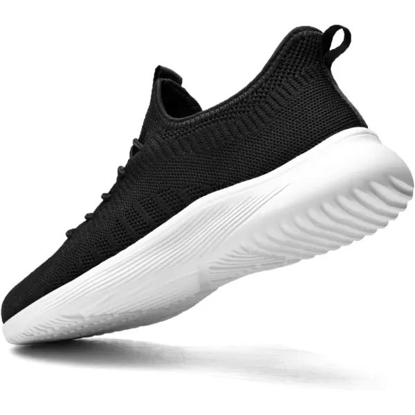 Lamincoa Wide Width Mens Tennis Shoes Slip On Lightweight Breathable Casual Sneakers for Walking Running Gym Jogging FitnessBlack White