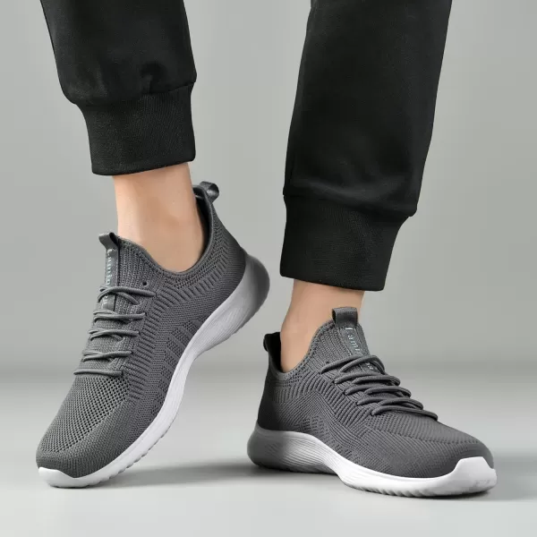 Lamincoa Wide Width Mens Tennis Shoes Slip On Lightweight Breathable Casual Sneakers for Walking Running Gym Jogging FitnessGrey