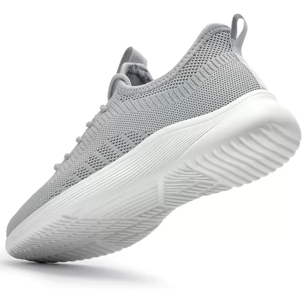 Lamincoa Wide Width Mens Tennis Shoes Slip On Lightweight Breathable Casual Sneakers for Walking Running Gym Jogging FitnessLight Grey