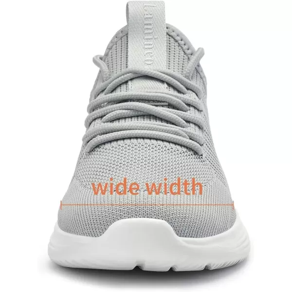 Lamincoa Wide Width Mens Tennis Shoes Slip On Lightweight Breathable Casual Sneakers for Walking Running Gym Jogging FitnessLight Grey