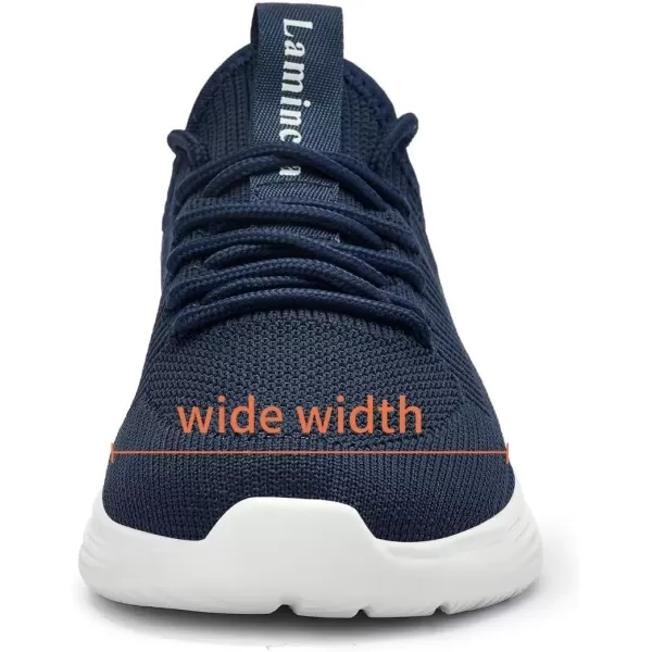 Lamincoa Wide Width Mens Tennis Shoes Slip On Lightweight Breathable Casual Sneakers for Walking Running Gym Jogging FitnessNavy Blue