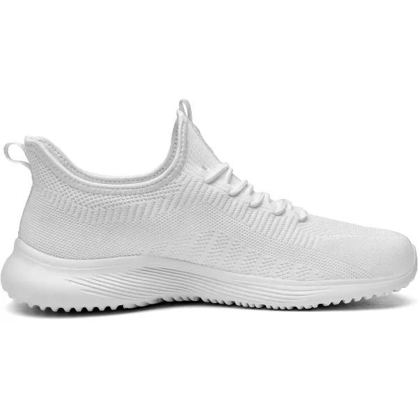 Lamincoa Wide Width Mens Tennis Shoes Slip On Lightweight Breathable Casual Sneakers for Walking Running Gym Jogging FitnessWhite