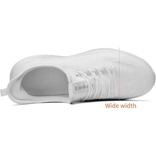 Lamincoa Wide Width Mens Tennis Shoes Slip On Lightweight Breathable Casual Sneakers for Walking Running Gym Jogging FitnessWhite