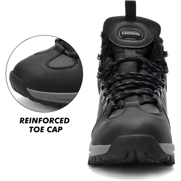 Lamincoa Winter Snow Hiking Boots for Women Warm Fauxfurlining Anti Slip Trekking Boots WomenBlack