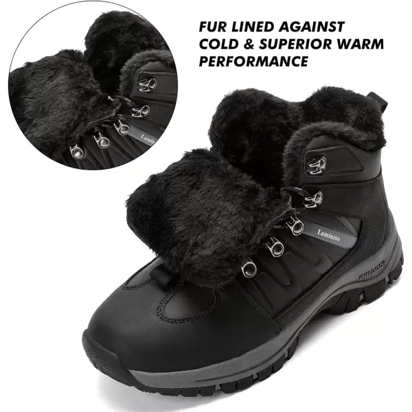 Lamincoa Winter Snow Hiking Boots for Women Warm Fauxfurlining Anti Slip Trekking Boots WomenBlack