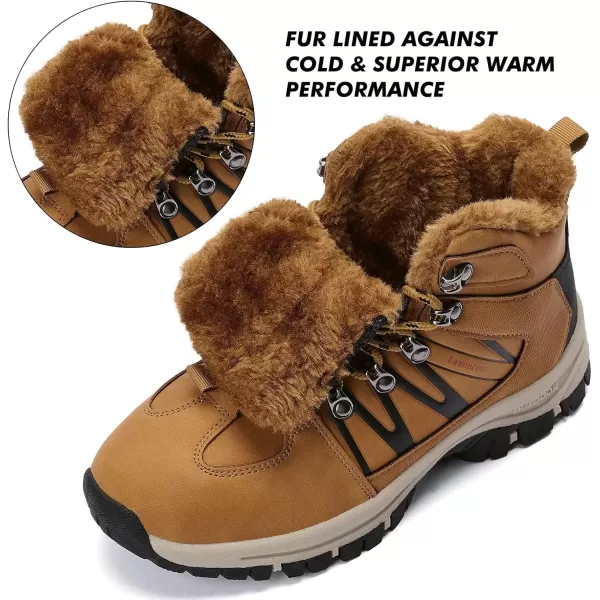 Lamincoa Winter Snow Hiking Boots for Women Warm Fauxfurlining Anti Slip Trekking Boots WomenTan