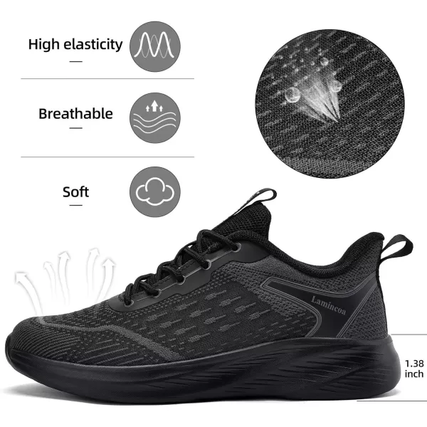 Lamincoa Womens Lightweight Walking Shoes Running Sneaker for Women Tennis AthelicBlack