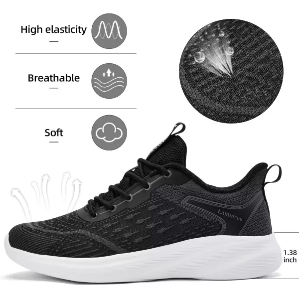 Lamincoa Womens Lightweight Walking Shoes Running Sneaker for Women Tennis AthelicBlackWhite